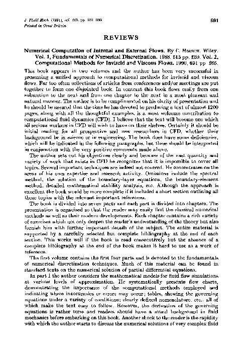 PDF) Numerical computation of internal and external flows. Volume 