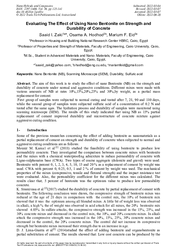 (PDF) Evaluating The Effect of Using Nano Bentonite on Strength and ...