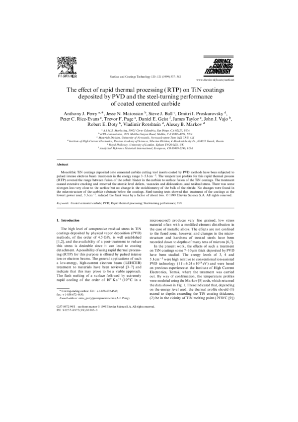 (PDF) The effect of rapid thermal processing (RTP) on TiN coatings ...