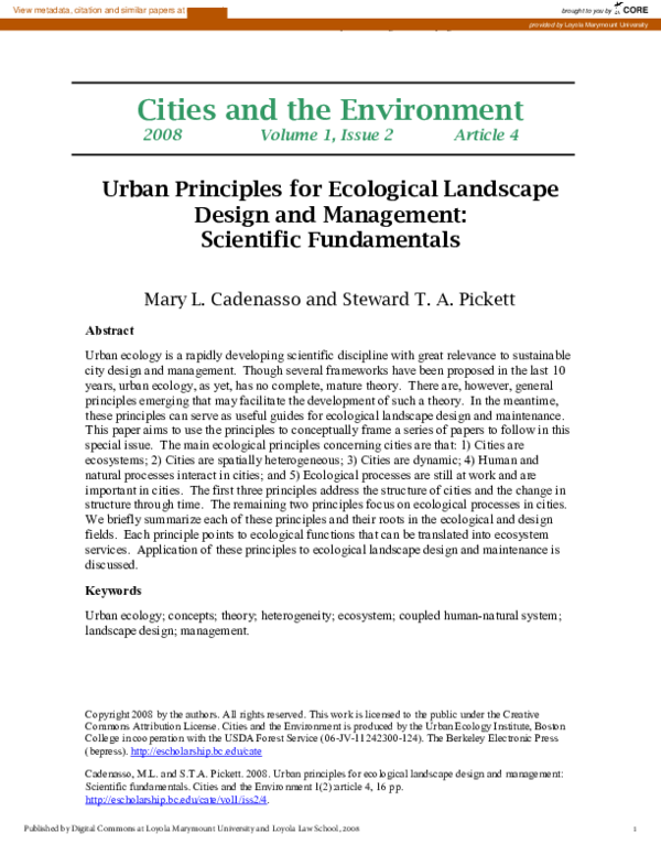 (PDF) Urban Principles for Ecological Landscape Design and Management ...
