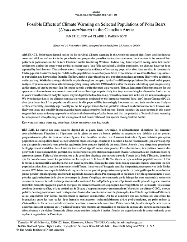 (PDF) Possible Effects of Climate Warming on Selected Populations of ...