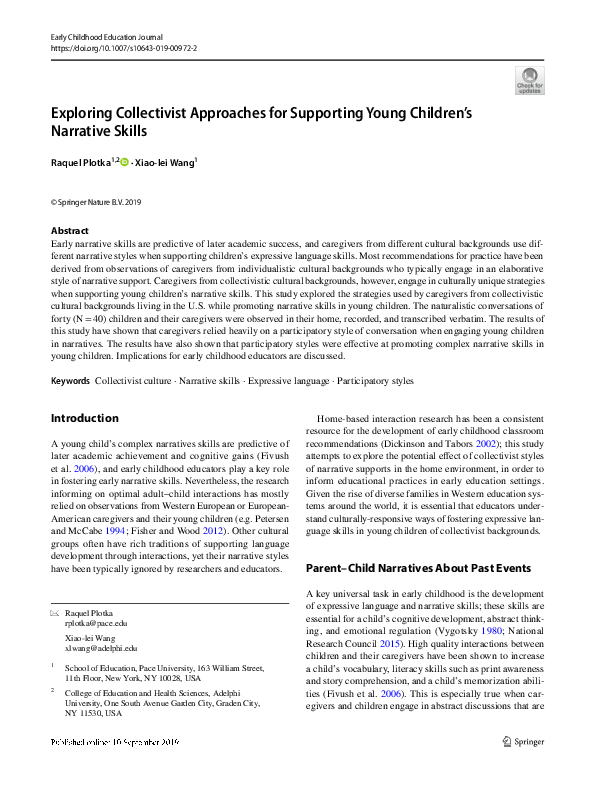 (PDF) Exploring Collectivist Approaches for Supporting Young Children’s ...