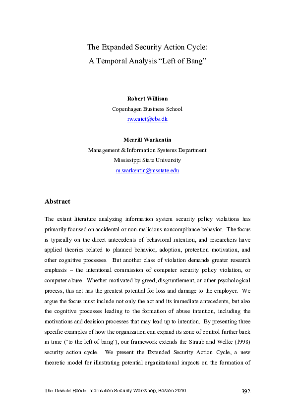 (PDF) The expanded security action cycle: a temporal analysis