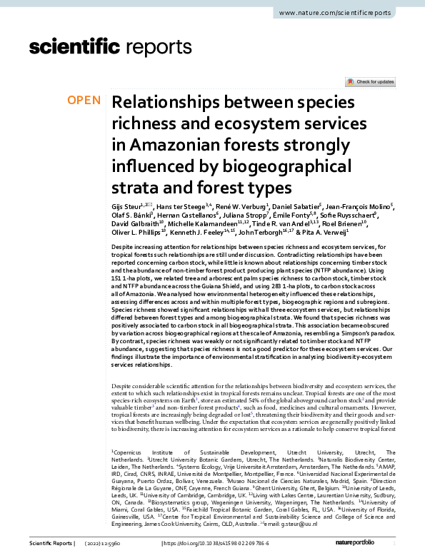 (PDF) Relationships between species richness and ecosystem services in ...