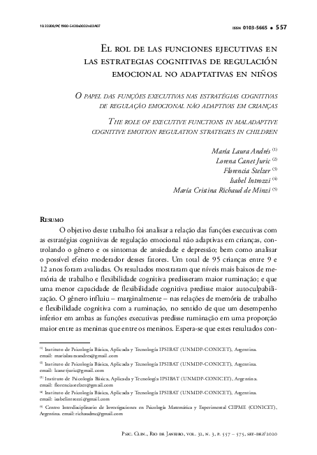 (PDF) The role of executive functions in maladaptive cognitive emotion ...