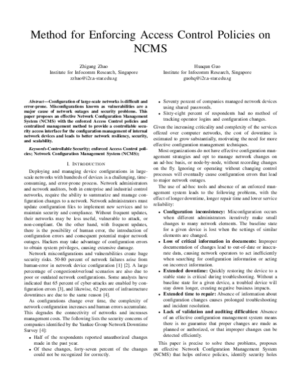 (PDF) Method for Enforcing Access Control Policies on NCMS Huaqun Guo Academia.edu