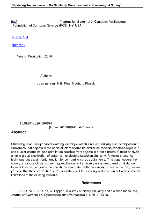 (PDF) Clustering Techniques and the Similarity Measures used in ...