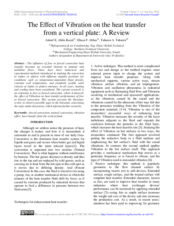 (PDF) The Effect of Vibration on the heat transfer from a vertical ...