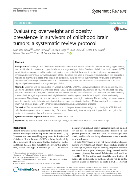 (PDF) Evaluating overweight and obesity prevalence in survivors of ...