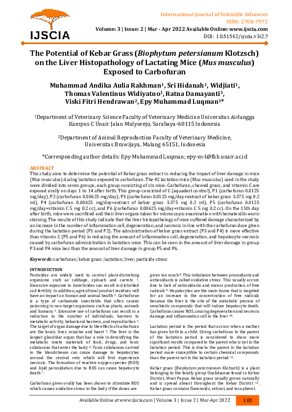 (PDF) The Potential of Kebar Grass (Biophytum petersianum Klotzsch) on ...