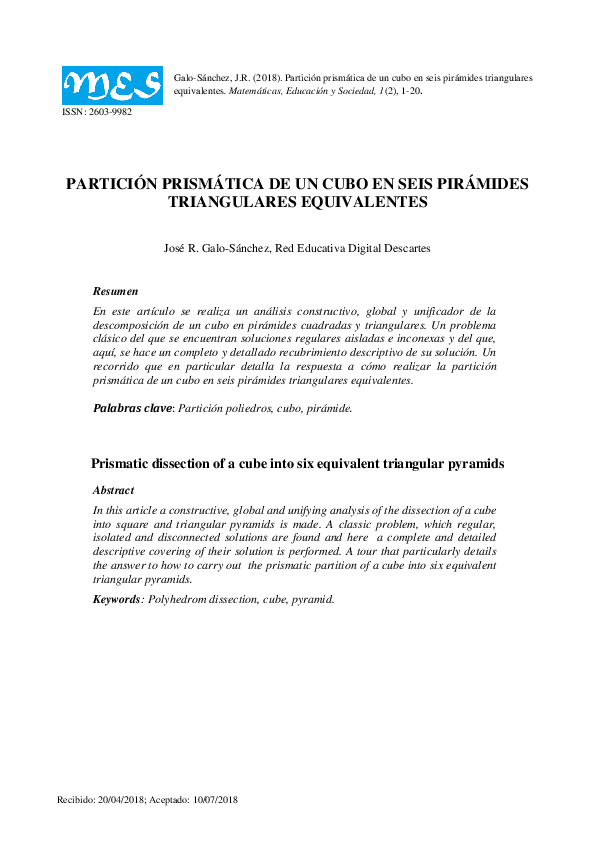 (PDF) Prismatic dissection of a cube into six equivalent triangular ...