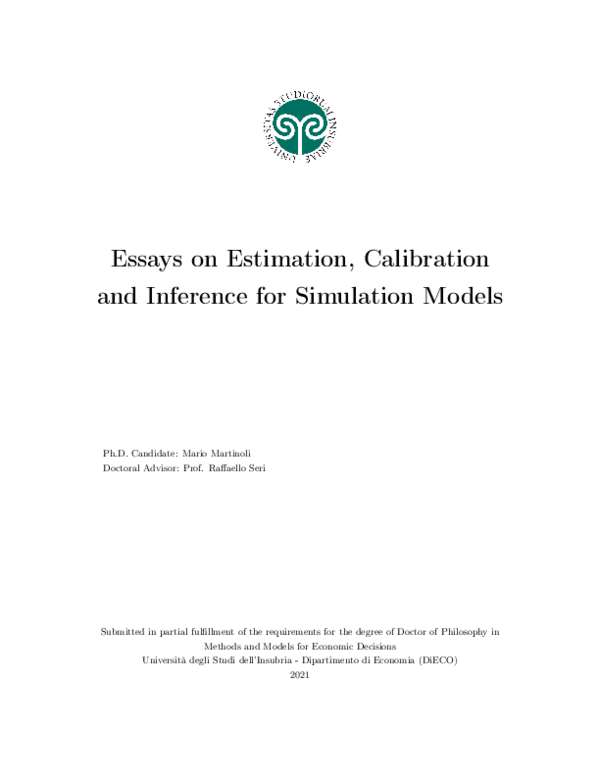 (PDF) Essays on Estimation, Calibration and Inference for Simulation Models