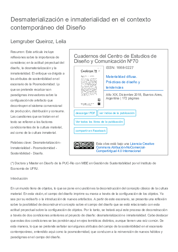 (PDF) Desmaterialización e inmaterialidad en el contexto contemporáneo ...