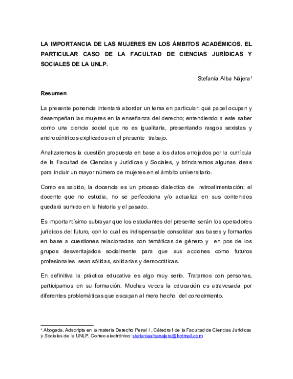 (DOC) LA IMPORTANCIA DE LAS MUJERES EN LOS ÁMBITOS ACADÉMICOS. EL ...