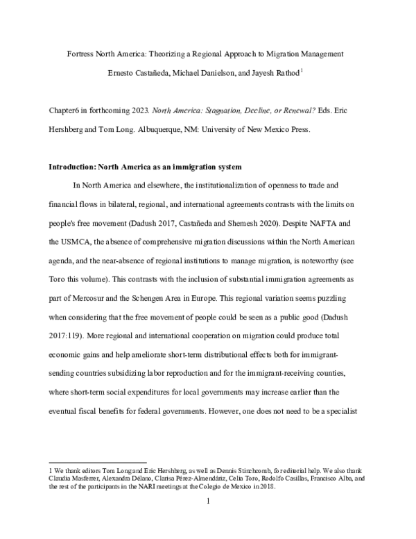 (PDF) Fortress North America Theorizing a Regional Approach to