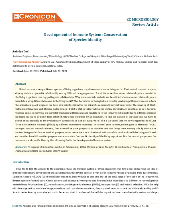 (PDF) EC MICROBIOLOGY EC MICROBIOLOGY Review Article Development of ...