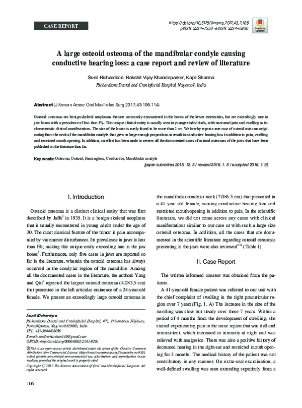 (PDF) A large osteoid osteoma of the mandibular condyle causing ...