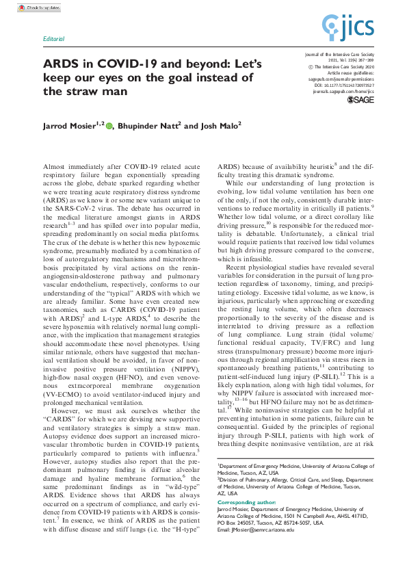 (PDF) ARDS in COVID-19 and beyond: Let’s keep our eyes on the goal ...