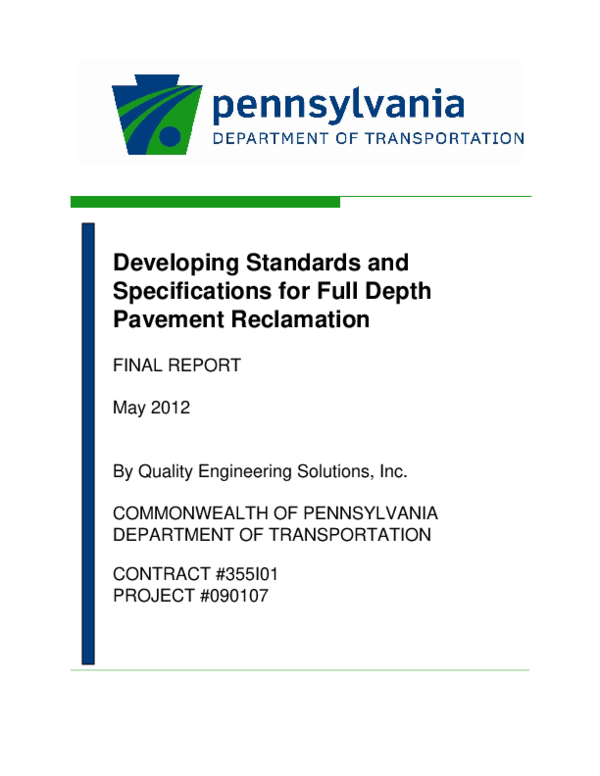 (PDF) Developing Standards and Specifications for Full Depth Pavement ...