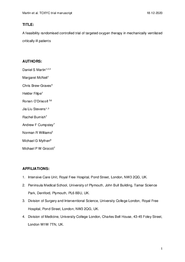 (PDF) A feasibility randomised controlled trial of targeted oxygen ...