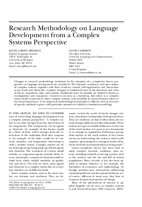 (PDF) Research Methodology on Language Development from a Complex ...