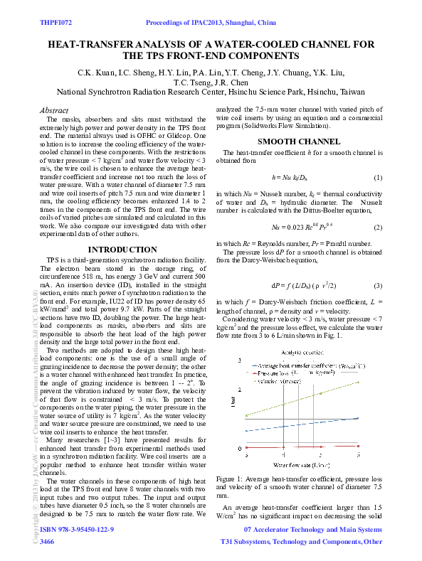 (PDF) Heat-Transfer Analysis of a Water-Cooled Channel for the TPS ...