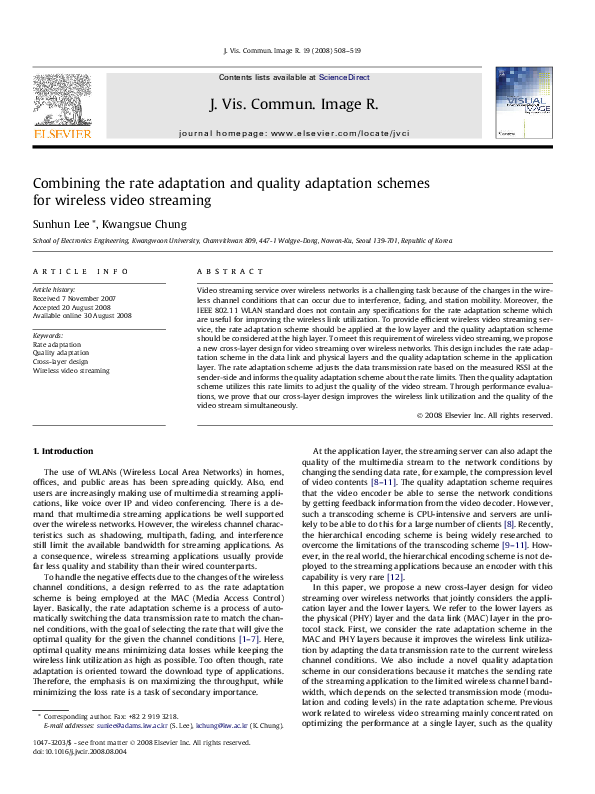 (PDF) Combining the rate adaptation and quality adaptation schemes for ...
