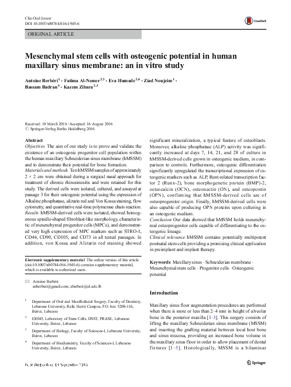 (PDF) Mesenchymal stem cells with osteogenic potential in human ...