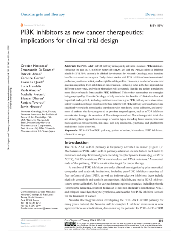 (PDF) PI3K inhibitors as new cancer therapeutics: implications for ...
