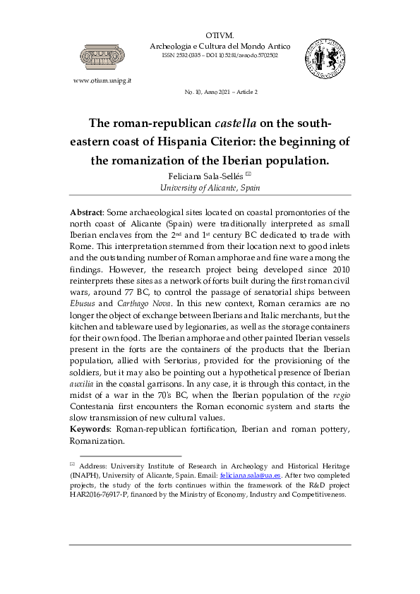 (PDF) The roman-republican castella on the south-eastern coast of ...