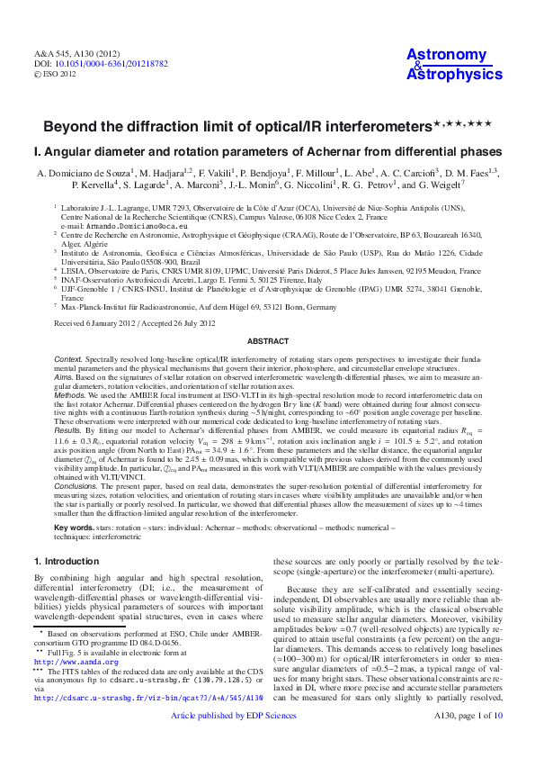 (PDF) Beyond the diffraction limit of optical/IR interferometers
