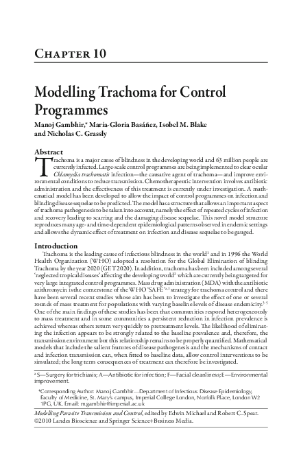 (PDF) Modelling Trachoma for Control Programmes