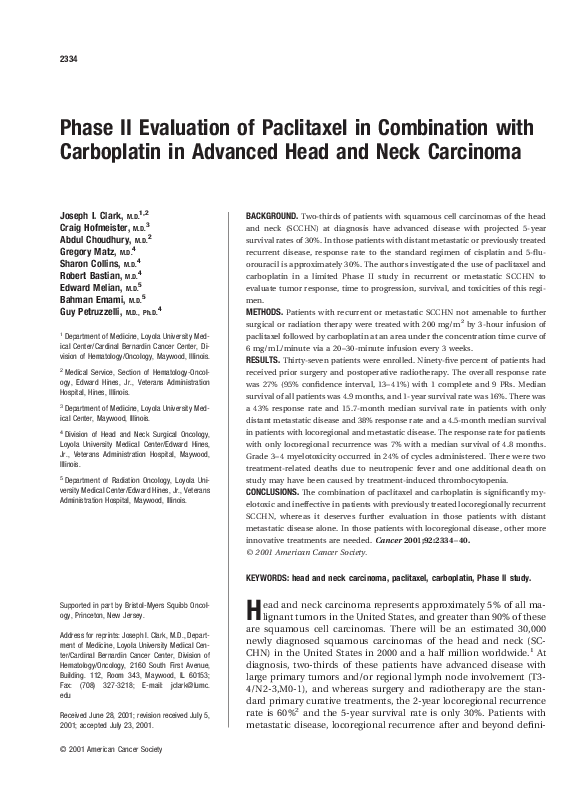 (PDF) Phase II evaluation of paclitaxel in combination with carboplatin ...