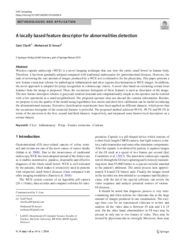 (PDF) A locally based feature descriptor for abnormalities detection