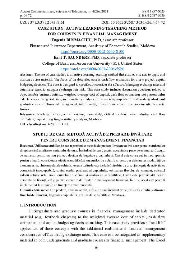 (PDF) Case Study: Active Learning Teaching Method for Courses in ...