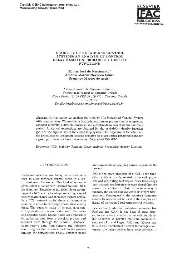 (PDF) Stability of networked control systems: analysis of packet dropping