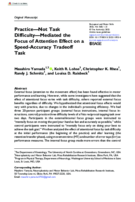 (PDF) Practice-Not Task Difficulty-Mediated the Focus of Attention ...