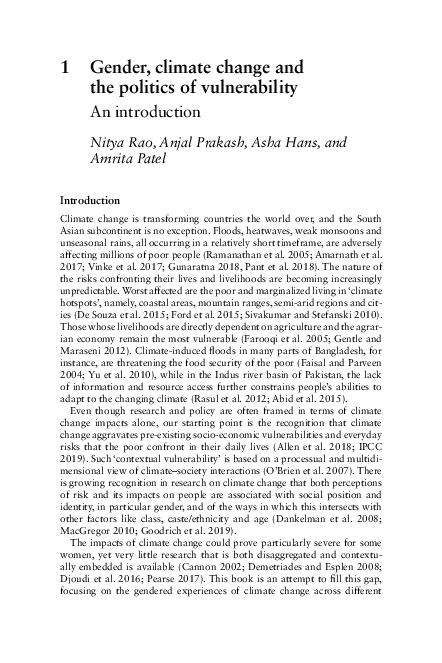 (PDF) Gender, climate change and the politics of vulnerability