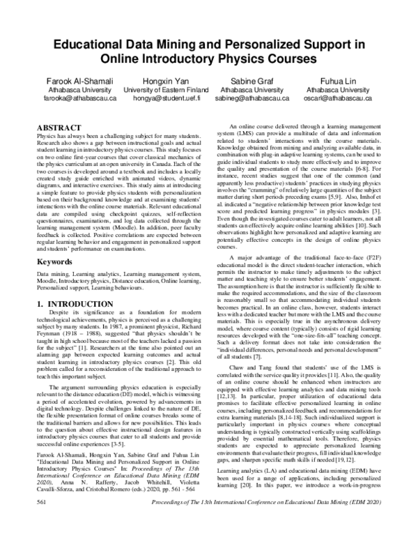 (PDF) Educational Data Mining and Personalized Support in Online ...