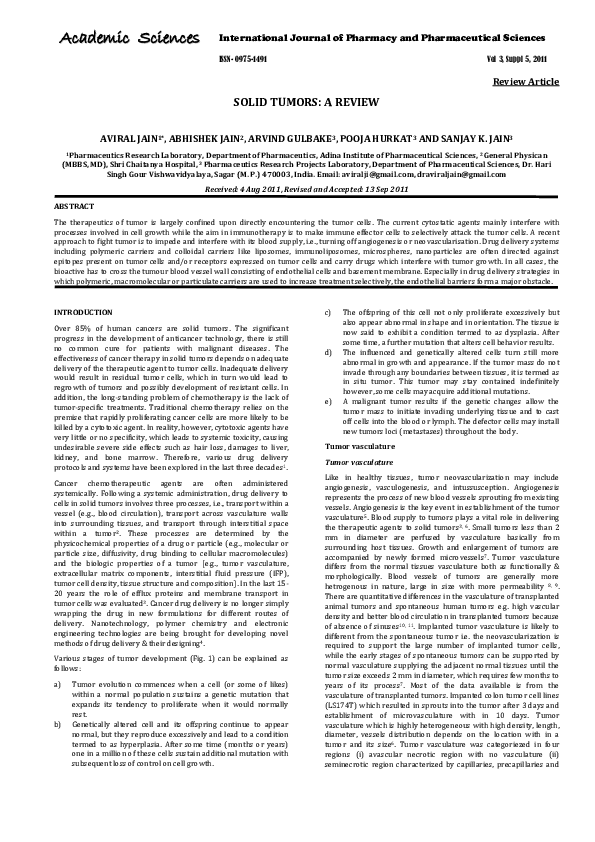 (PDF) Solid Tumors: A Review
