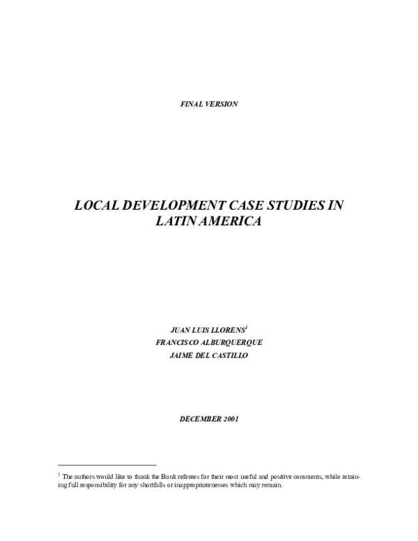 (PDF) Local Development Case Studies in Latin America