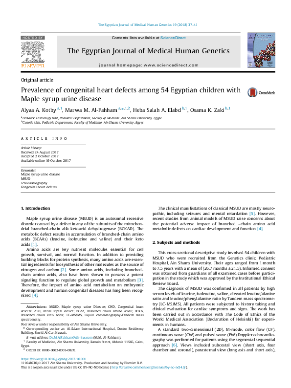 (PDF) Prevalence of congenital heart defects among 54 Egyptian children