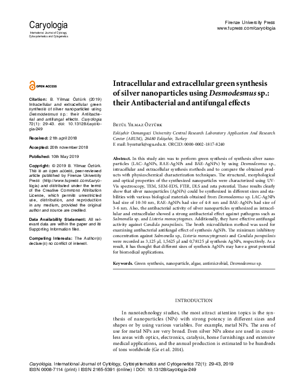 (PDF) Intracellular and extracellular green synthesis of silver ...