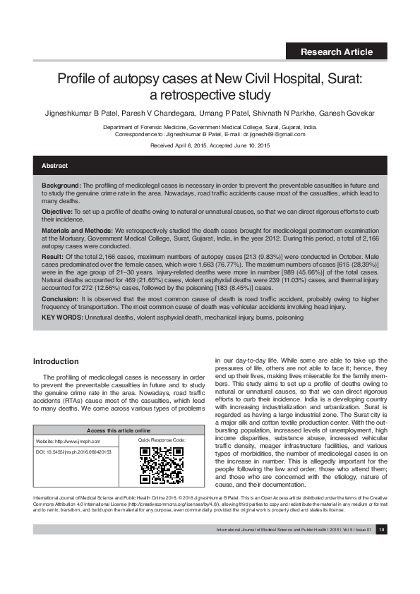 (PDF) Profile of autopsy cases at New Civil Hospital, Surat: a ...
