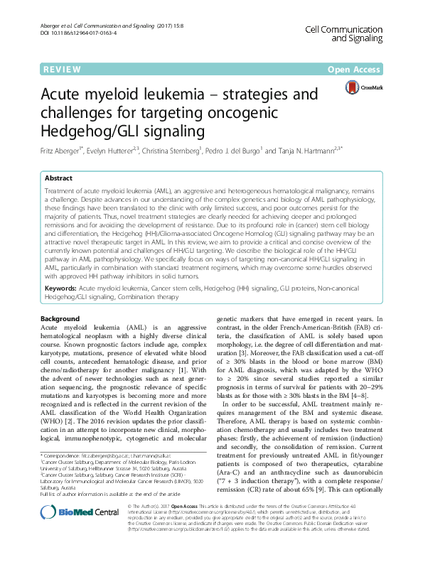 (PDF) Acute myeloid leukemia - strategies and challenges for targeting ...