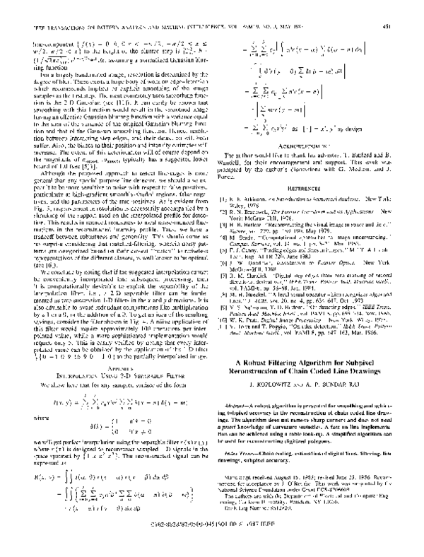 (PDF) A Robust Filtering Algorithm for Subpixel Reconstruction of Chain ...