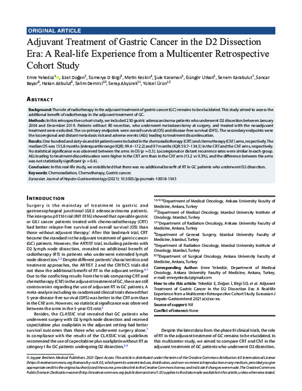 (PDF) Adjuvant Treatment of Gastric Cancer in the D2 Dissection Era: A ...