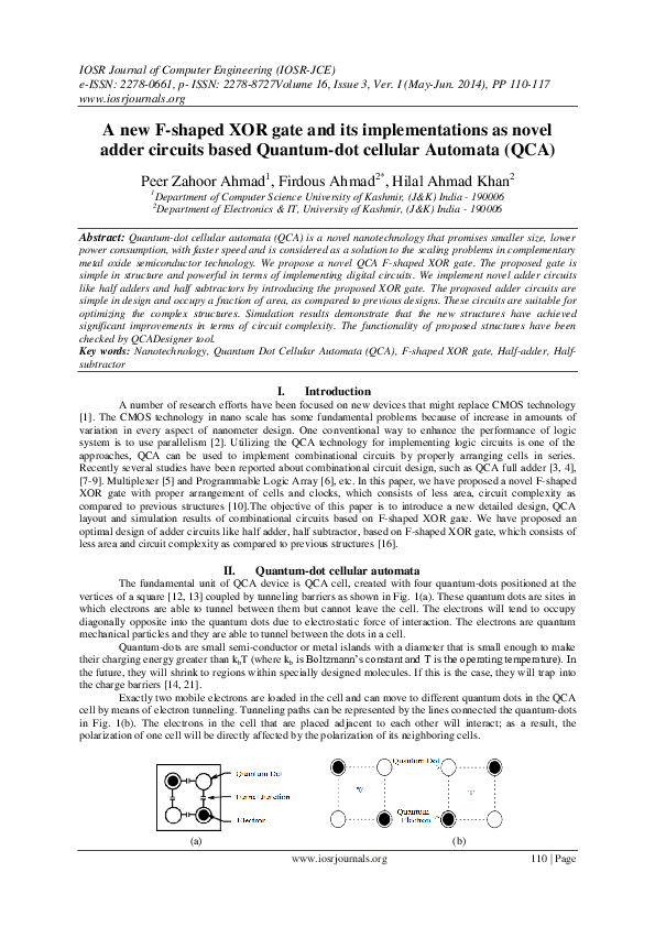 (PDF) A new F-shaped XOR gate and its implementations as novel adder ...