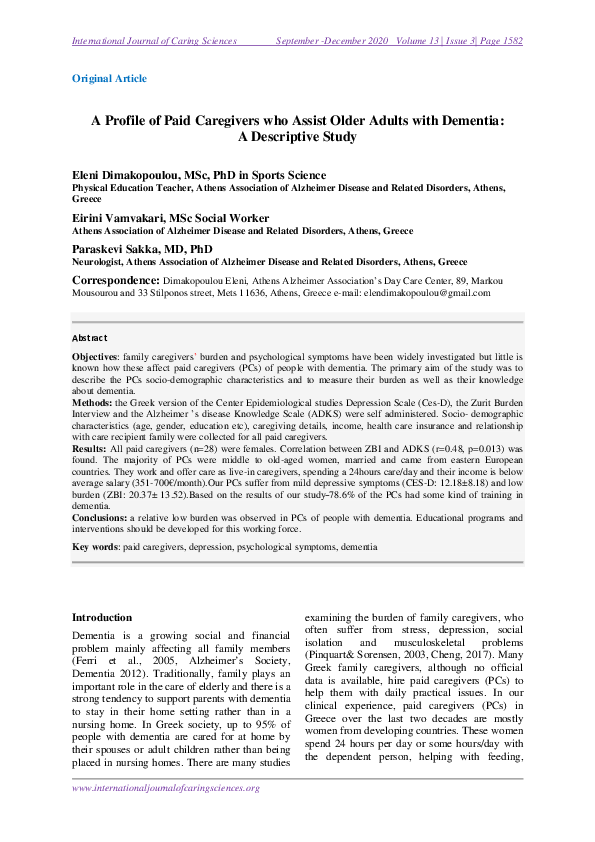 (PDF) A Profile of Paid Caregivers who Assist Older Adult s with ...