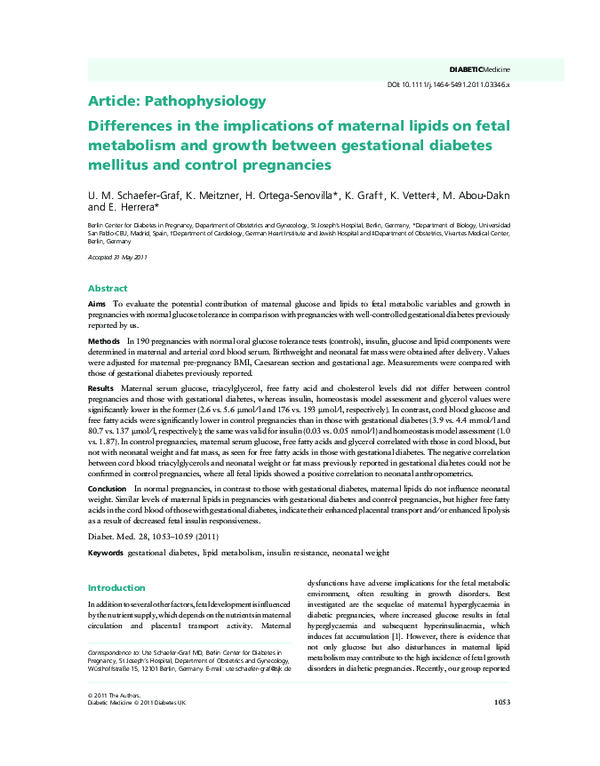 (PDF) Differences in the implications of maternal lipids on fetal ...